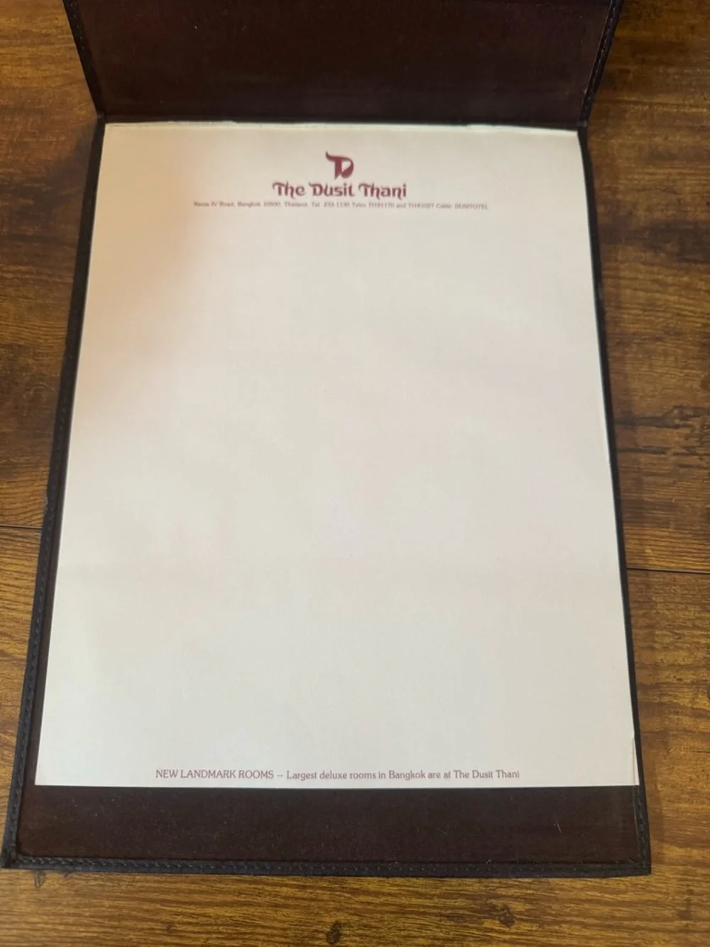 Dusit Thani Bangkok Leather Portfolio Folio‎ Vintage Hotel Stationery Folder
